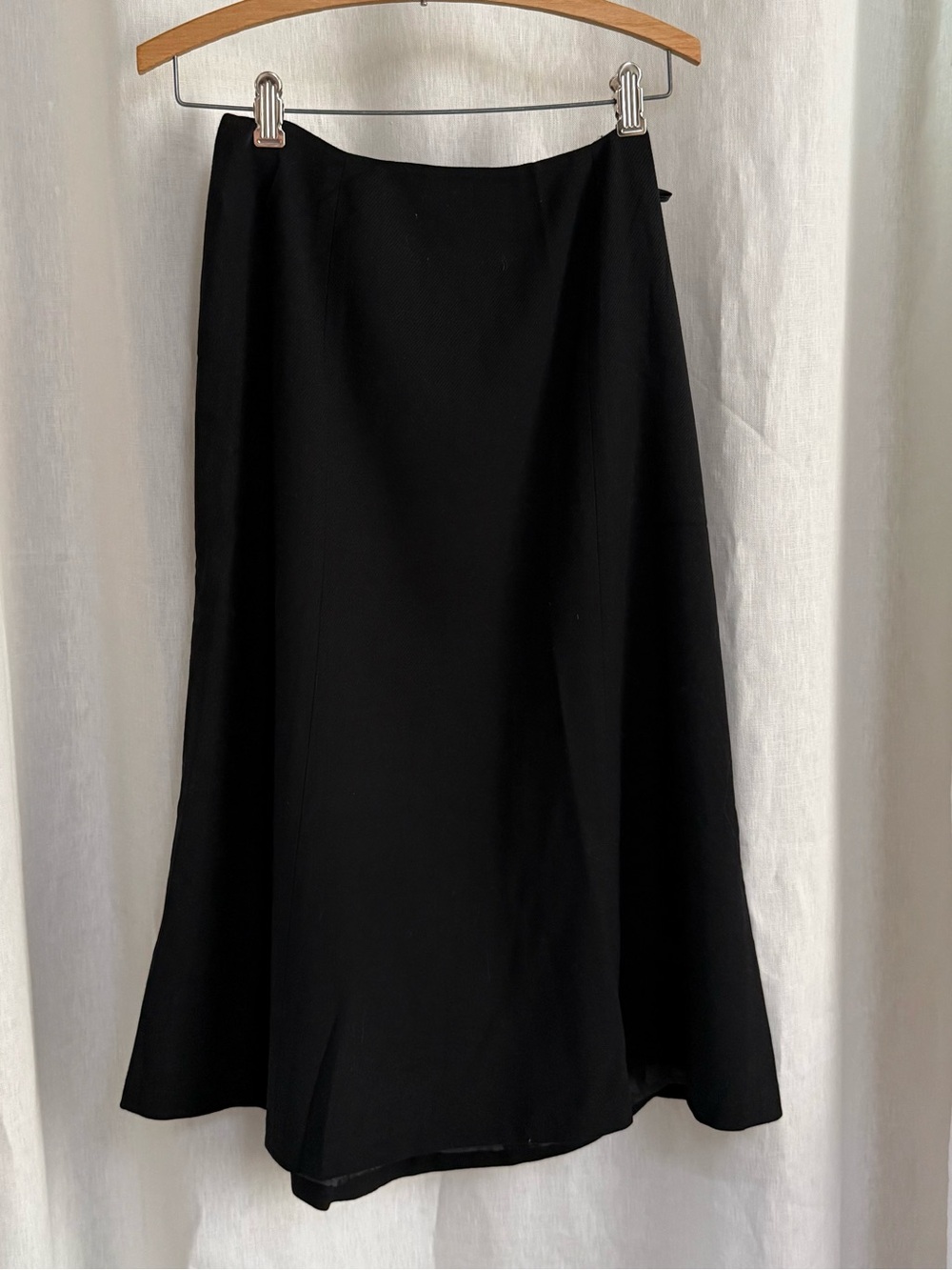 NWT Talbots Black Wool Stretch A Line Midi Skirt 10 Lined Flared Flattering